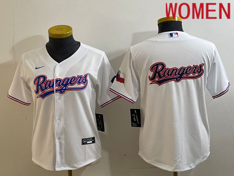 Women Texas Rangers Blank White Game Nike 2023 MLB Jersey style 4->youth mlb jersey->Youth Jersey